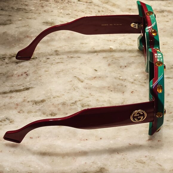 GUCCI HOLLYWOOD FOREVER OVERSIZED SQUARE MASK EMBELLISHED CRYSTAL SUNGLASSES main image 6